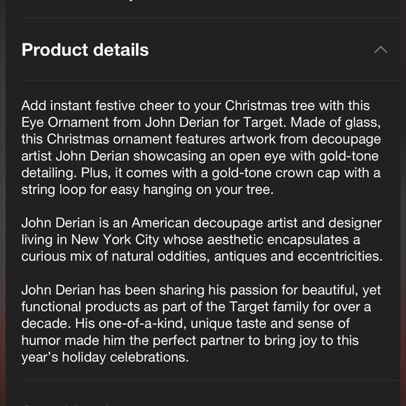 New in Box John Derian x Target Christmas Holiday Glass Eye 👁️ Tree Ornament 🎄 - Picture 4 of 5